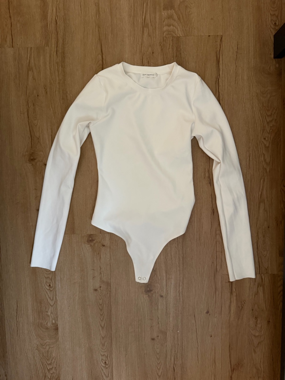 Good American Cream Long Sleeve Bodysuit